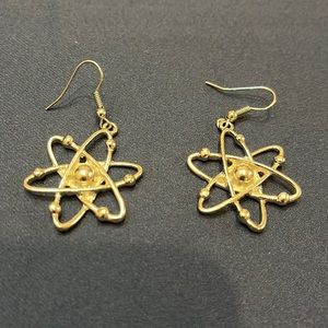 Silver colored Atomic science earrings